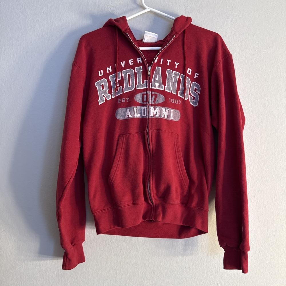 Champion University of Redlands CA Maroon Sewn Letter Hoodie Sweatshirt Sz Small